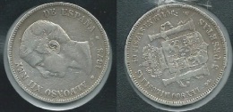 SPAIN ESPAÑA 1875 ALFONSO XII  5 PESETAS STAR ESTRELLA 18-78 DEM SILVER PLATA VERY GOOD CONDITION  BC BIEN COSNSERVADA - Otros & Sin Clasificación