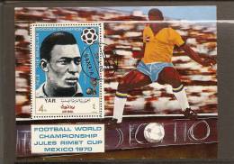 Foot Ball  Bloc Feuillet Oblitéré Ref 7 Yemen MEXICO 70 Pelé - Used Stamps