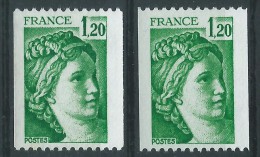[14] Variété : N° 2103 Sabine De Gandon Vert-jaune Au Lieu De Vert + Normal  ** - Unused Stamps