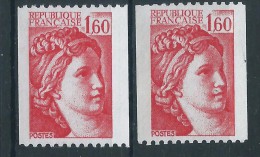 [14] Variété : N° 2158 Sabine De Gandon Rouge-carminé Au Lieu De Rouge + Normal  ** - Unused Stamps