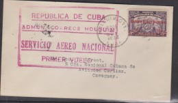 O) 1932 CUBA-CARIBE, OVERPRINTED, COAT OF ARMS - 25 YEARS REPUBLIC, PRIMER VUELO,  FFC HOLGUIN CAMAGUEY, XF - Poste Aérienne