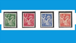 SERIE DE 4 TIMBRES ++  Type  "IRIS"  1939 à 1941,  Bon état - 1939-44 Iris