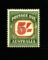 AUSTRALIA - 1959  POSTAGES DUES  5/ CARMINE&DEEP GREEN NEW DESIGN  MINT  SG D131a - Port Dû (Taxe)