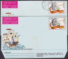 1982-EP-100 CUBA 1982 AEROGRAMME POSTAL STATIONERY DISCOVERY COLON ERROR NEGRO DESPLAZADO. - Storia Postale