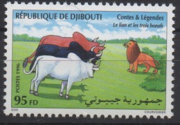 Djibouti Dschibuti 1996 Mi. 627 ** Neuf MNH Contes Et Légendes Le Lion Et Les Trois Boeufs Faune Fauna RARE ! - Big Cats (cats Of Prey)