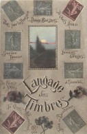 Themes Div -ref M255- Philatelie -le Langage Du Timbre - Theme Langages - Timbres - Semeuse- Carte Bon Etat  - - Timbres (représentations)