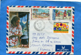 Marcophilie-lettre-NLLE CALEDONIE->Françe Cad-1981-3-stampsN°A207 Vieux Nouméa+A162 Crickety+4396 - Covers & Documents