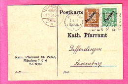 CARTE DE RENSEIGNEMENT KATH PFARRAMT PRESBYTERE CATHOLIQUE ST PETER MÜCHEN OBLI TIMBRE SERVICE 12 13 POUR LE LUXEMBOURG - Andere & Zonder Classificatie