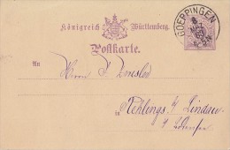 36900- VALUE, 5 PFENNIGS, POSTCARD STATIONERY, 1883, GERMANY-WURTTEMBERG - Otros & Sin Clasificación