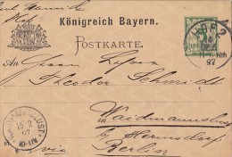 36941- VALUE 5 PFENNIGS, POSTCARD STATIONERY, 1897, GERMANY-BAVARIA - Other & Unclassified