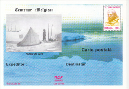 37111- BELGICA CENTENARY, ANTARCTIC EXPEDITION, TENT, H. JOHANSEN, POSTCARD STATIONERY, 1998, ROMANIA - Expéditions Antarctiques