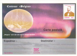 37116- BELGICA CENTENARY, ANTARCTIC EXPEDITION, SHIP, E. DANCO, POSTCARD STATIONERY, 1998, ROMANIA - Antarctische Expedities