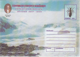 37127- BELGICA ANTARCTIC EXPEDITION, BEETLE, EMIL RACOVITA, COVER STATIONERY, 1999, ROMANIA - Spedizioni Antartiche