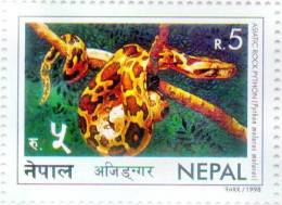 ASIATIC ROCK PYTHON SNAKE STAMP RUPEE 5 NEPAL 1998 MINT MNH - Schlangen