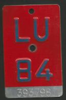 Velonummer Luzern LU 84 - Plaques D'immatriculation