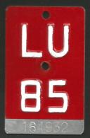 Velonummer Luzern LU 85 - Number Plates