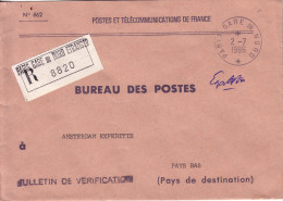 ENVELOPPE N°862 - ENVELOPPE RECOMMANDEE DE PARIS GARE DU NORD ETRANGER - POUR LES PAYS-BAS - LE 2-7-1986. - Télégraphes Et Téléphones