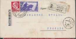 Registered Letter Court Pescara, Riviera 1934. Stamp Horse Statue.Einschreiben Pescara 1934 Riviera Gericht. 2 Sca - Assurés