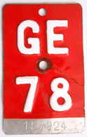 Velonummer Genf Genève GE 78 - Placas De Matriculación