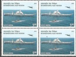 Block Of 4´s, India, International Fleet Review,Submarine, Jet Fighter, Fleet Ship, Mint, MNH - Sous-marins