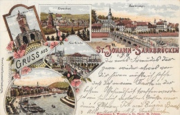 Gruss Aus St Johann-Saarbrücken - Ehrenthal, Neue Brücke... - Carte Précurseur 1898 - Saarburg