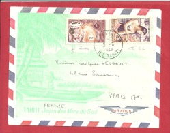 N°Y&T  N°11+N°28 PAPEETE      Vers   FRANCE   1965 - Storia Postale