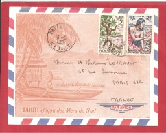 N°Y&T  N° 6+N°9      PAPEETE      Vers   FRANCE   1965 - Cartas & Documentos