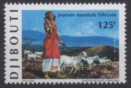 Djibouti Dschibuti 1999 Mi. 674 ** Neuf MNH Journée Mondiale Télécom Chèvres Goats Ziegen Esel âne Donkey Fauna RARE ! - Telecom