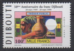 Djibouti Dschibuti 1999 Mi. 677 ** Neuf MNH 50e Anniversaire Du Franc Djiboutien Mille Francs Paper Money RARE ! - Monete