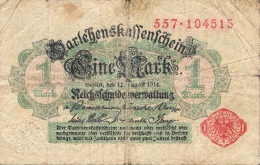 GERMANY P51c 1 MARK  12.8.1914 RED NUMBERS    FINE - Sonstige & Ohne Zuordnung