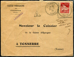 ALGERIE - N° 79A OBL. LEZINNES / YONNE LE 20/2/1935 POUR TONNERRE , LETTRE TAXÉE POUR TIMBRE NON VALABLE - TB - Covers & Documents
