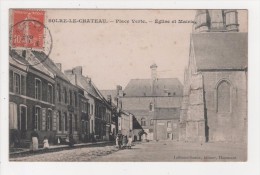 59 - Solre-le-Chateau. -  Place Verte. - Eglise Et Mairie . 1908 - Solre Le Chateau