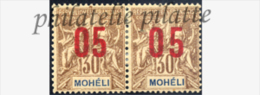 -Mohéli 19A* Variété Chiffres Espacés Tenant à Normal - Unused Stamps