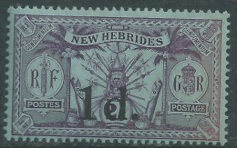 Nouvelles Hébrides N° 66 XX Timbre Surchargé 1 D. Sur 2 S.. Légende Anglaise Sans Charnière, TB - Nuevos