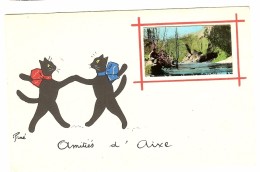 Cp , 87 , Amitiés D´ AIXE , Illustrteur : René , Chats Noirs , Vierge , Ed : JP - Aixe Sur Vienne