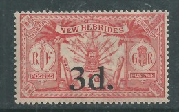 Nlles Hébrides N° 78  X  :  Timbre Surchargé 3 D. Sur 1 P., Légende Anglaise,  Trace De Charnière  Sinon  TB - Unused Stamps