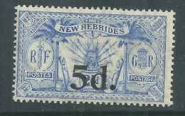 Nlles Hébrides N° 79 X  :  Timbre Surchargé 5 D. Sur 2 1/2  P., Légende Anglaise,  Trace De Charnière  Sinon  TB - Nuevos