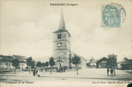 88 GRANGES SUR VOLOGNE / L'Eglise Et La Place / - Granges Sur Vologne