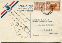 ARGENTINE CARTE POSTALE PAR AVION AIR FRANCE DEPART BUENOS AIRES 31 DIC 37 ARGENTINA POUR LA FRANCE - Poste Aérienne