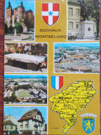 25 - SOCHAUX - MONTBELIARD - Souvenir De... (Multivues Avec Carte Géographique Du Département Et Blasons) - Sochaux
