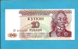 TRANSNISTRIA - 10 RUBLEI - 1994 - Pick 18 - UNC. - BANKA NISTRIANA - 2 Scans - Moldavie