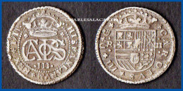 1711 SPAIN ESPANA SILVER 2 REALES CARLOS CHARLES III BARCELONA VERY FINE CONDITION PLEASE SEE SCAN - Provinciale Munten