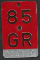 Velonummer Graubünden GR 85 - Number Plates