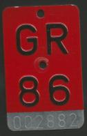 Velonummer Graubünden GR 86 - Kennzeichen & Nummernschilder