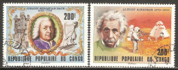 Congo - Brazzaville 1979 Mi# 696-697 Used - Bach / Albert Einstein, Astronauts On Moon, Space - Albert Einstein