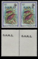 MONTSERRAT 1981 Hogfish Fish 15c MARG.PAIR OVPT:OHMS ERROR:OVPT.rev. - Montserrat