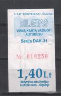 Lithuania Bus Ticket One-way Ticket 2014 Siauliai - Europe