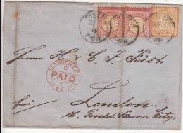 1874 Germany Kuhberg ? To England GB / London United Kingdom Folded Letter 'Paid" CDS 1g Pair + ½g Reichs - Cartas & Documentos