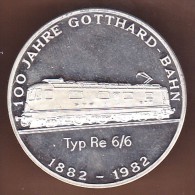 AC - 100 JAHRE GOTTHARD BAHN TYP RE 6/6 100 ANS LIGNE DU GOTHARD TYP C 4/5 1882 - 1992 ARGOR 999.9 TOKEN - MEDAL - Professionali/Di Società