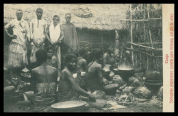 AFRICA - ANGOLA -COSTUMES - Indigenas Preparando Comida Para Batuque Em Dia De Obito Carte Postale - Angola